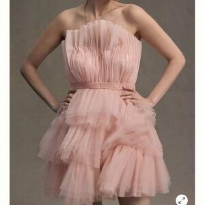 BHLDN Strapless Tiered Tulle Mini Dress